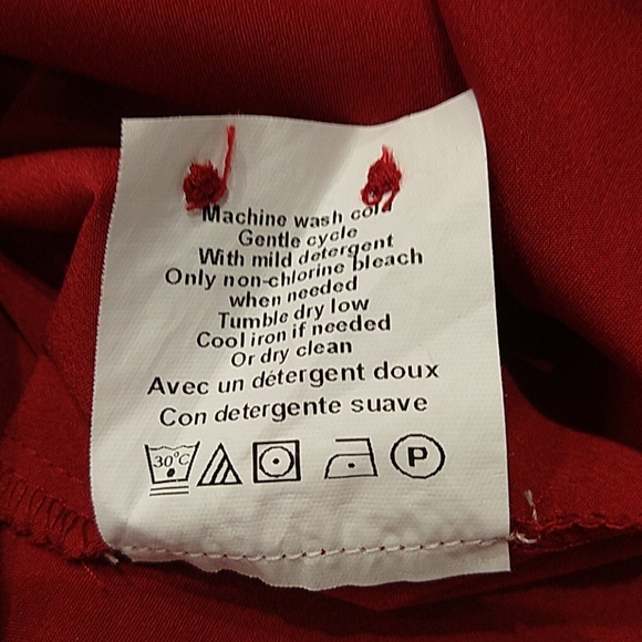 Red LS Drawstring Shirttail Adj. Sleeve Dress - Picture 12 of 12